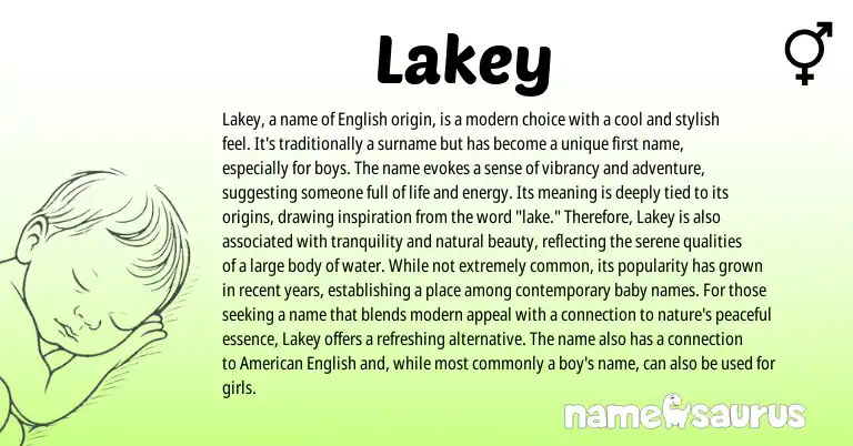 Infographic about Lakey name meaning, Lakey is a name from English origin(s).
