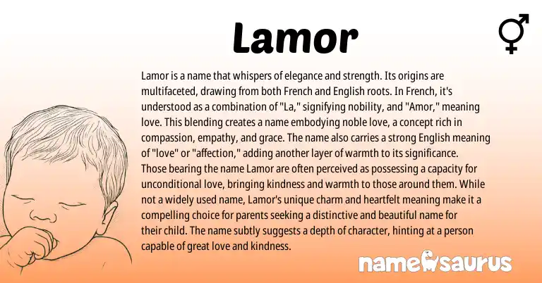 Infographic about Lamor name meaning, Lamor is a name from French origin(s).