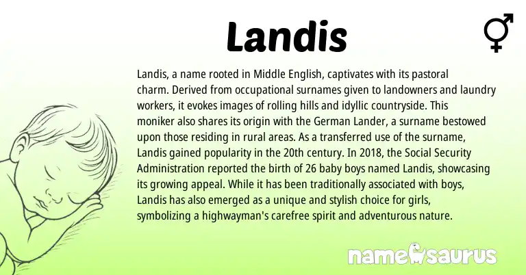 Infographic about Landis name meaning, Landis is a name from Middle English, German origin(s).