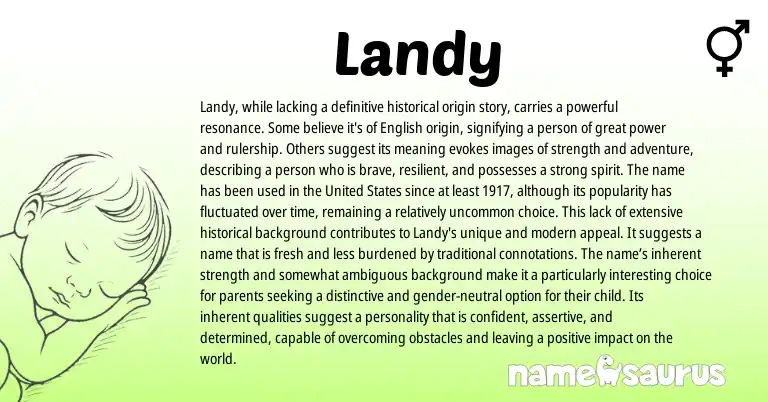 Infographic about Landy name meaning, Landy is a name from French, English origin(s).