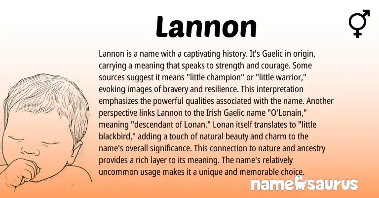 Infographic about Lannon name meaning, Lannon is a name from Gaelic, Irish origin(s).
