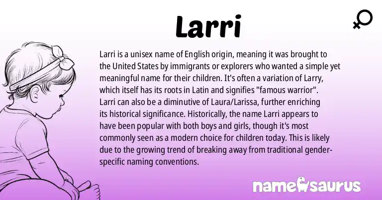 Infographic about Larri name meaning, Larri is a name from English origin(s).