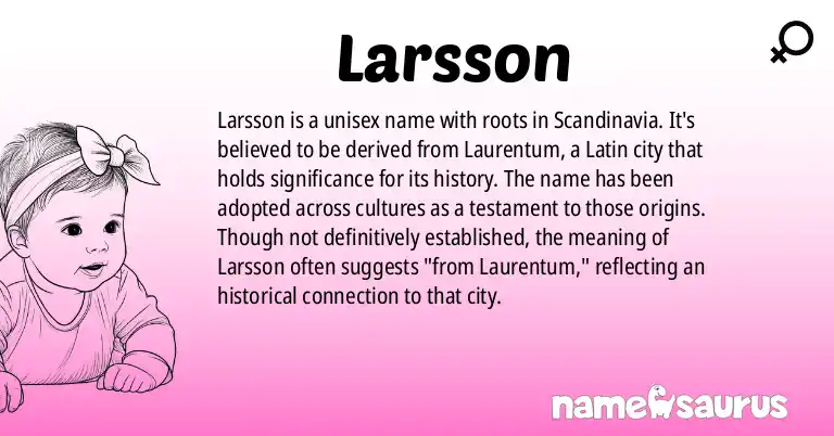 Infographic about Larsson name meaning, Larsson is a name from Scandinavian origin(s).