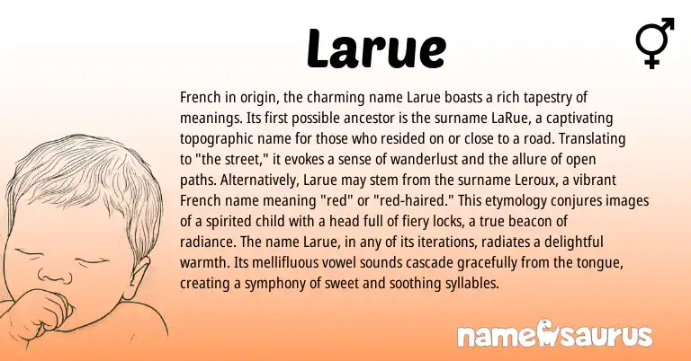 Infographic about Larue name meaning, Larue is a name from French origin(s).