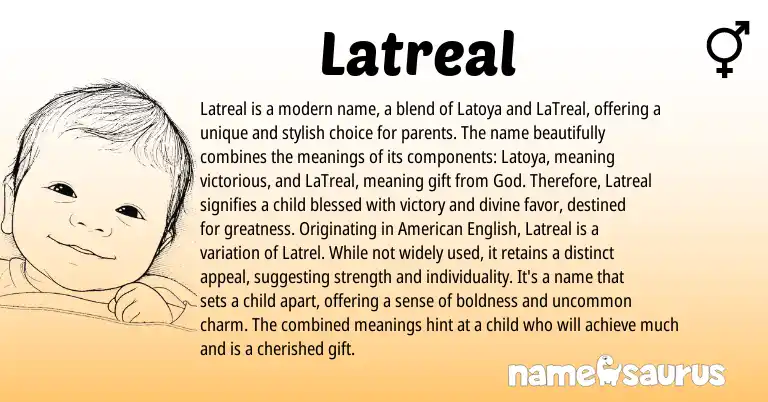 Infographic about Latreal name meaning, Latreal is a name from Other origin(s).