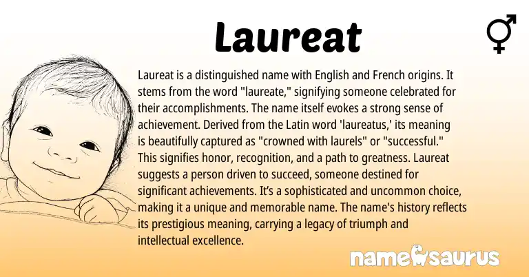Infographic about Laureat name meaning, Laureat is a name from Latin, French origin(s).