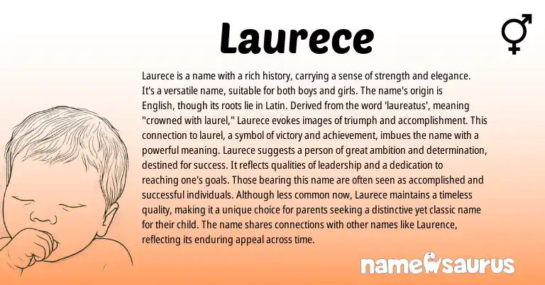 Infographic about Laurece name meaning, Laurece is a name from Latin origin(s).
