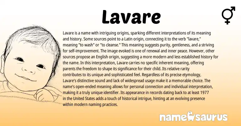 Infographic about Lavare name meaning, Lavare is a name from Latin origin(s).