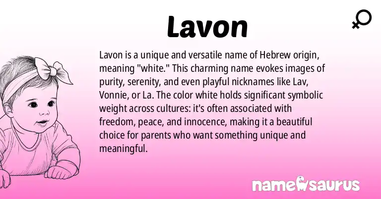 Infographic about Lavon name meaning, Lavon is a name from Hebrew origin(s).
