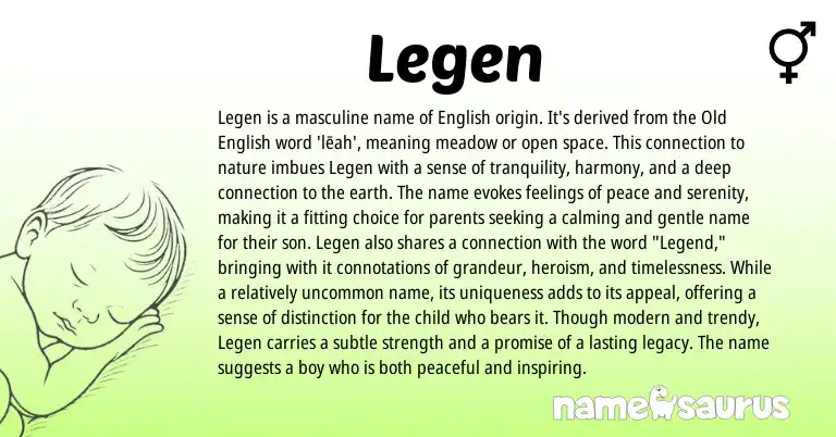 Infographic about Legen name meaning, Legen is a name from English origin(s).