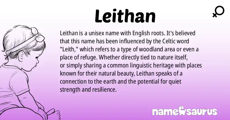 Infographic about Leithan name meaning, Leithan is a name from English origin(s).