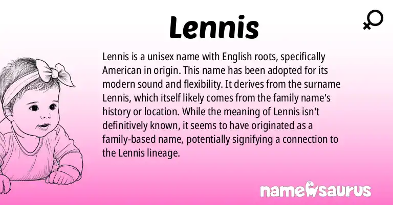 Infographic about Lennis name meaning, Lennis is a name from English (American) origin(s).