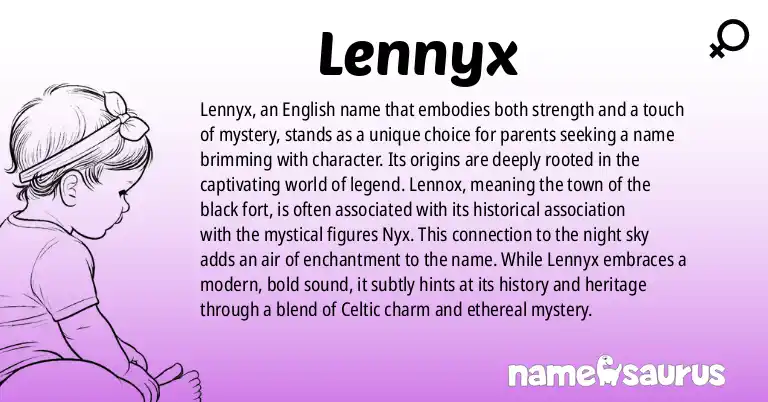 Infographic about Lennyx name meaning, Lennyx is a name from English origin(s).