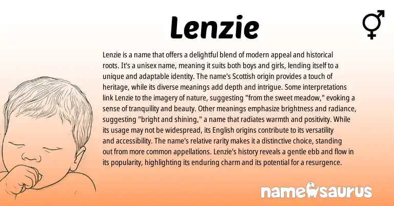Infographic about Lenzie name meaning, Lenzie is a name from Scottish origin(s).