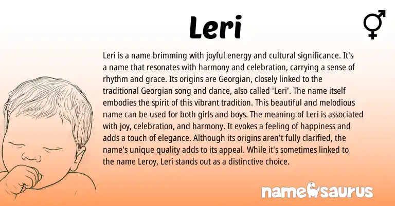 Infographic about Leri name meaning, Leri is a name from Georgian origin(s).