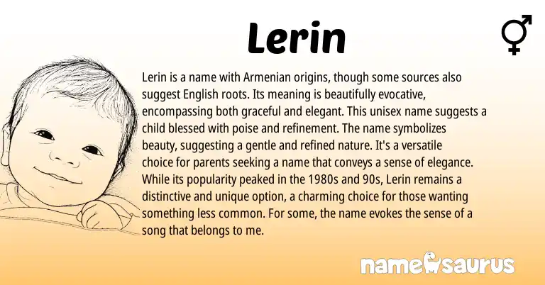 Infographic about Lerin name meaning, Lerin is a name from Hebrew, Armenian origin(s).