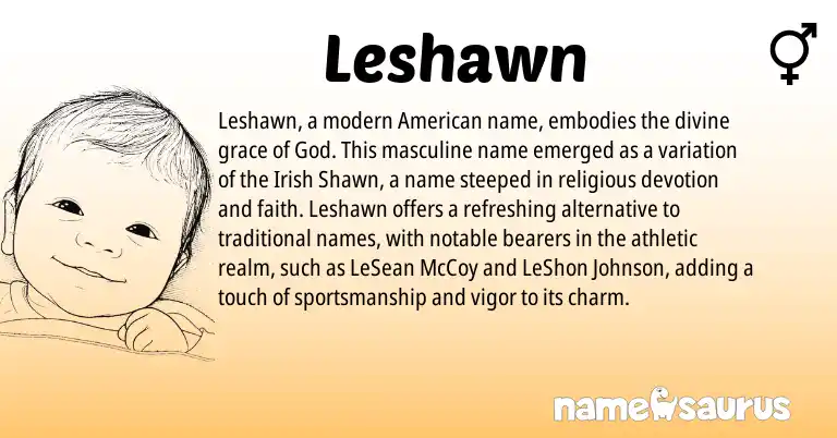 Infographic about Leshawn name meaning, Leshawn is a name from Irish, American origin(s).