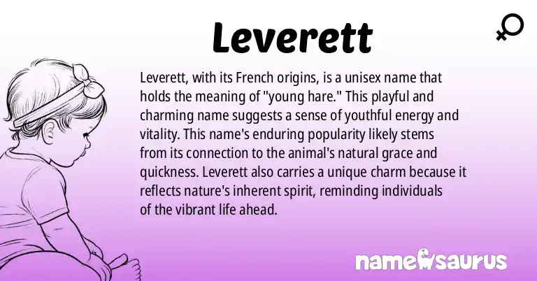 Infographic about Leverett name meaning, Leverett is a name from French origin(s).