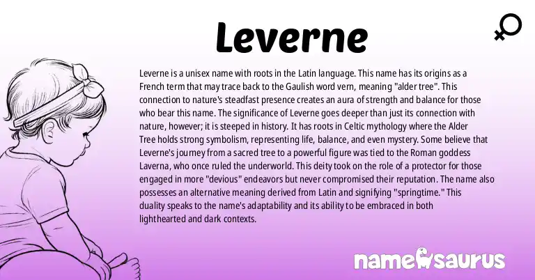 Infographic about Leverne name meaning, Leverne is a name from Latin origin(s).