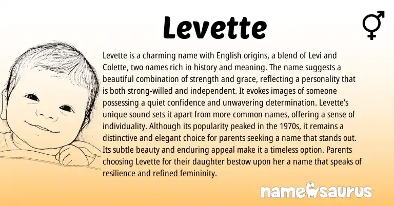 Infographic about Levette name meaning, Levette is a name from French origin(s).