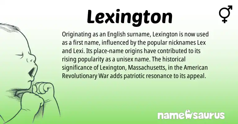Infographic about Lexington name meaning, Lexington is a name from English, American origin(s).
