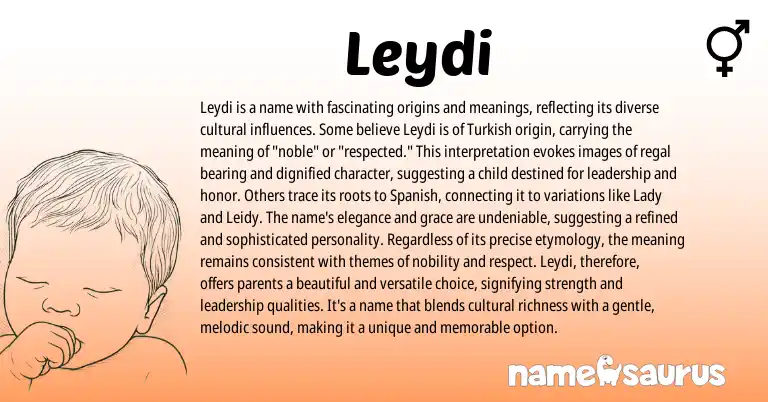 Infographic about Leydi name meaning, Leydi is a name from English, Turkish origin(s).