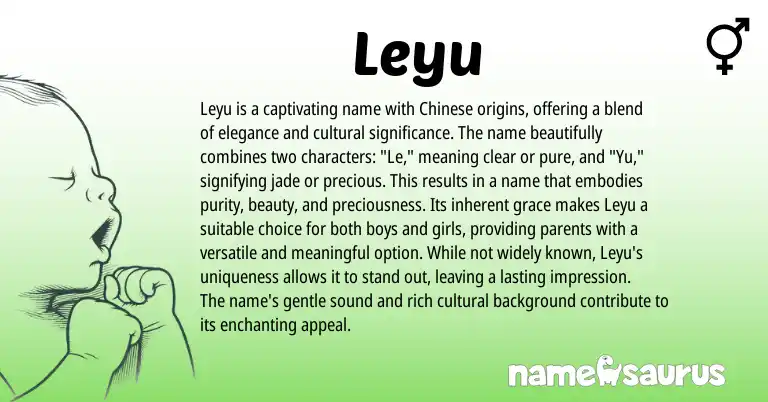 Infographic about Leyu name meaning, Leyu is a name from Chinese origin(s).