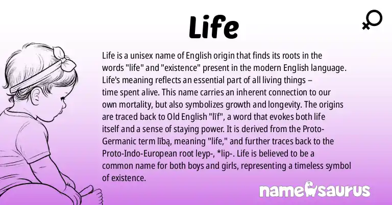 Infographic about Life name meaning, Life is a name from English (Puritan) origin(s).