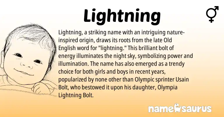 Infographic about Lightning name meaning, Lightning is a name from Old English origin(s).