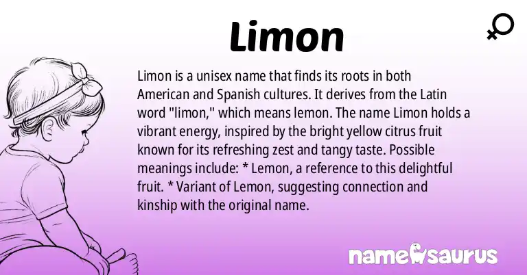 Infographic about Limon name meaning, Limon is a name from American, Spanish origin(s).
