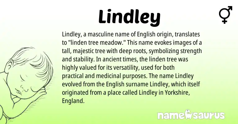 Infographic about Lindley name meaning, Lindley is a name from English, England origin(s).