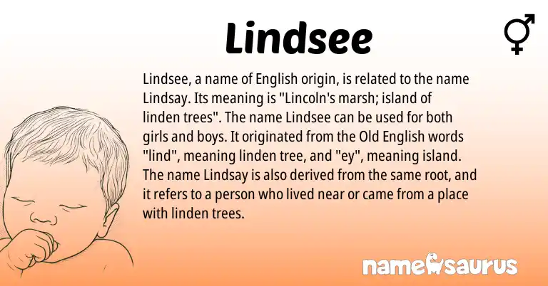 Infographic about Lindsee name meaning, Lindsee is a name from Old English, English origin(s).