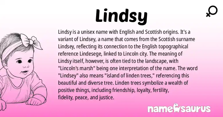 Infographic about Lindsy name meaning, Lindsy is a name from English, British, Scottish origin(s).