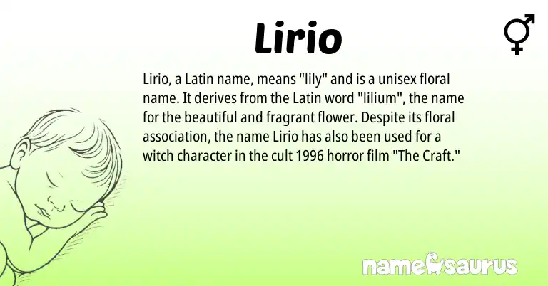 Infographic about Lirio name meaning, Lirio is a name from Latin origin(s).