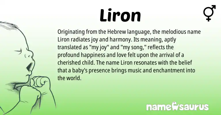 Infographic about Liron name meaning, Liron is a name from Hebrew origin(s).