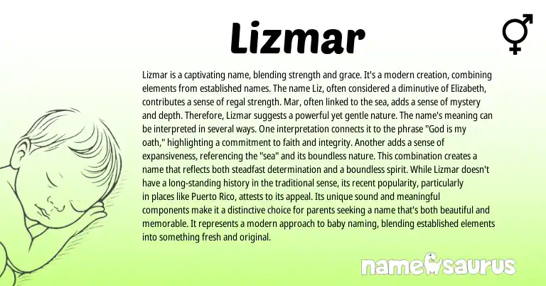Infographic about Lizmar name meaning, Lizmar is a name from Other origin(s).