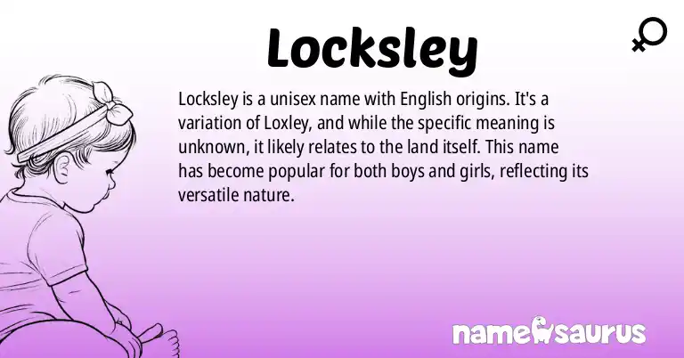 Infographic about Locksley name meaning, Locksley is a name from English origin(s).