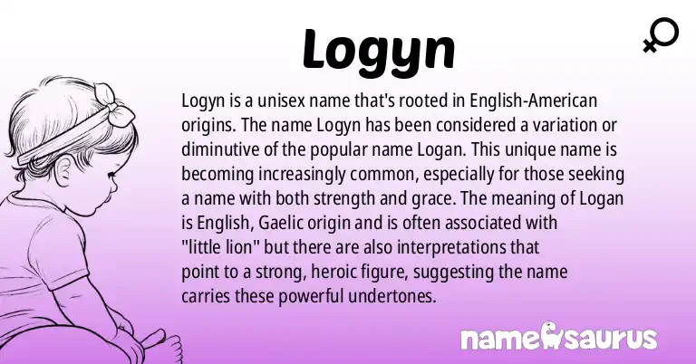 Infographic about Logyn name meaning, Logyn is a name from English (American) origin(s).