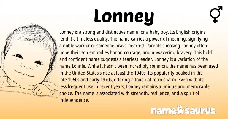 Infographic about Lonney name meaning, Lonney is a name from English origin(s).