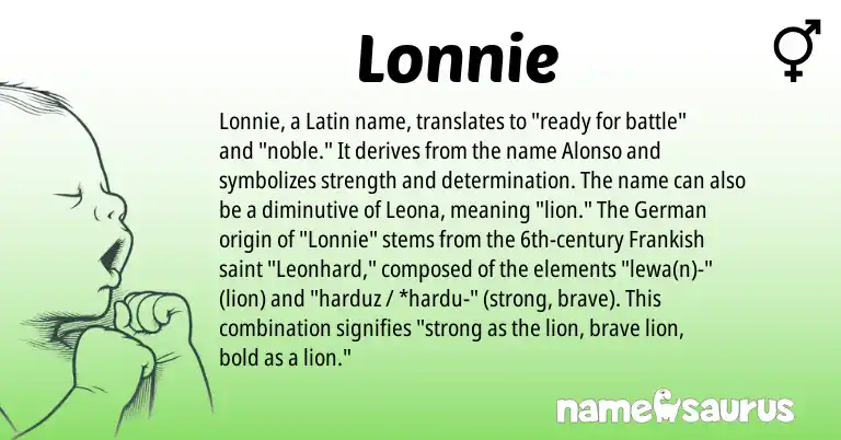 Infographic about Lonnie name meaning, Lonnie is a name from German, Latin, Frankish origin(s).