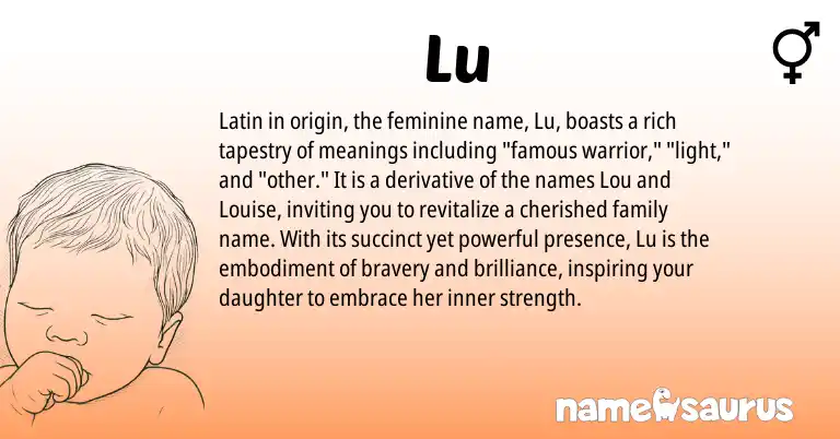 Infographic about Lu name meaning, Lu is a name from Latin origin(s).