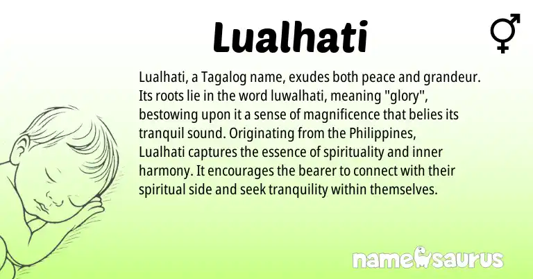 Infographic about Lualhati name meaning, Lualhati is a name from Philippines, Tagalog origin(s).