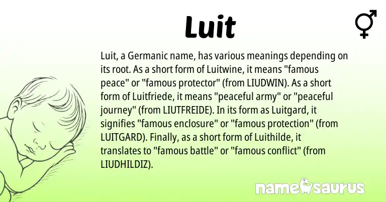 Infographic about Luit name meaning, Luit is a name from Germanic origin(s).