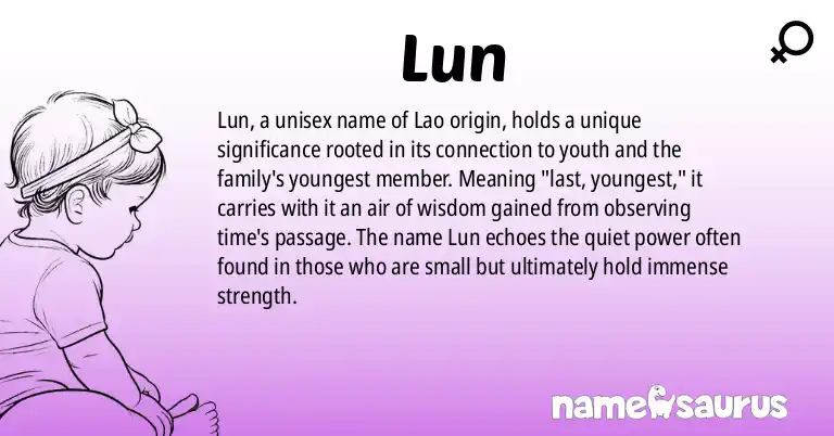 Infographic about Lun name meaning, Lun is a name from Lao origin(s).