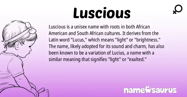Infographic about Luscious name meaning, Luscious is a name from African American, South African origin(s).
