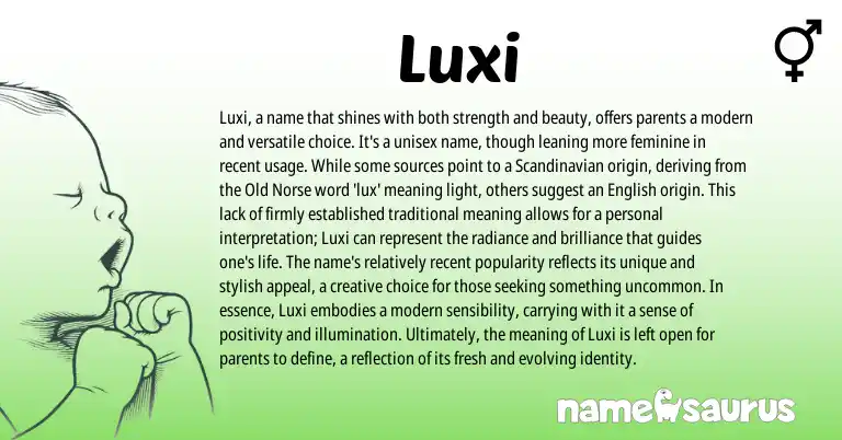 Infographic about Luxi name meaning, Luxi is a name from Scandinavian, Norse origin(s).