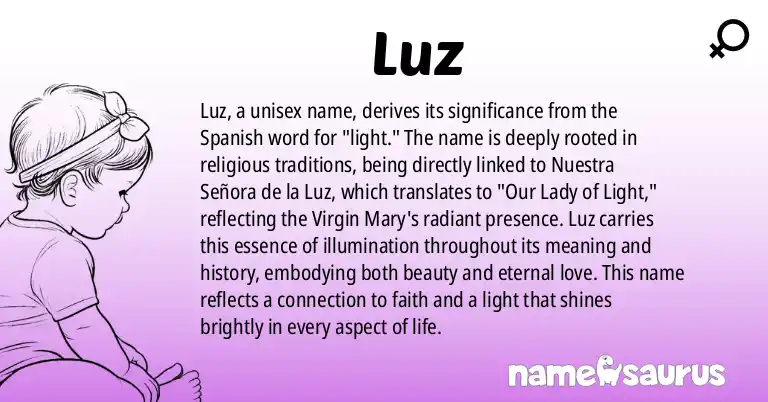 Infographic about Luz name meaning, Luz is a name from Spanish origin(s).