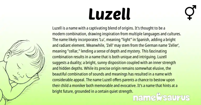 Infographic about Luzell name meaning, Luzell is a name from Germanic, Spanish origin(s).