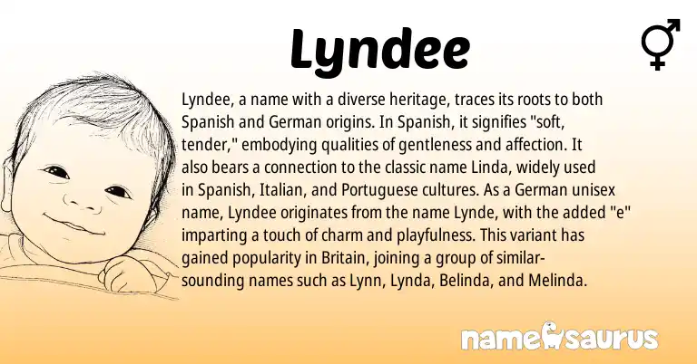 Infographic about Lyndee name meaning, Lyndee is a name from Spanish, Portuguese, German, Italian origin(s).