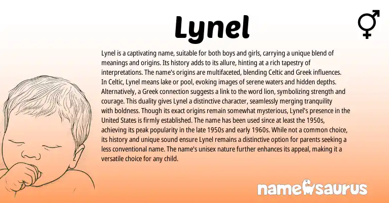 Infographic about Lynel name meaning, Lynel is a name from Greek, Celtic origin(s).